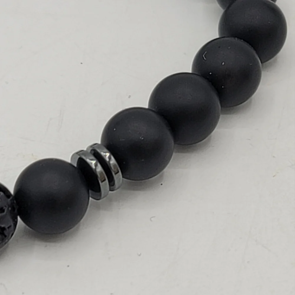 Black Matte Agate Stone Bead Stretch Yoga Bracelet New Without Tags NWT